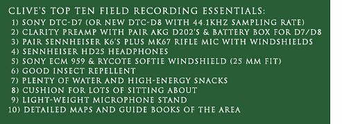 Clive Williamson's Top Ten Field Recording Essentials